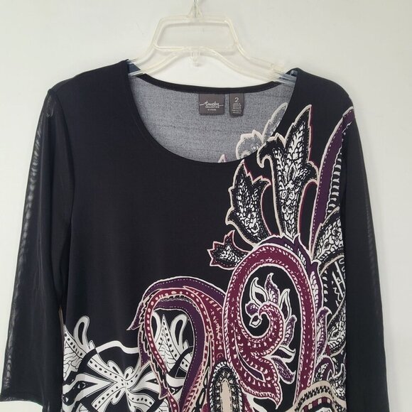 Travelers Collection by Chico's Women's Pullover Blouse Black Size Large Travel - Picture 2 of 6